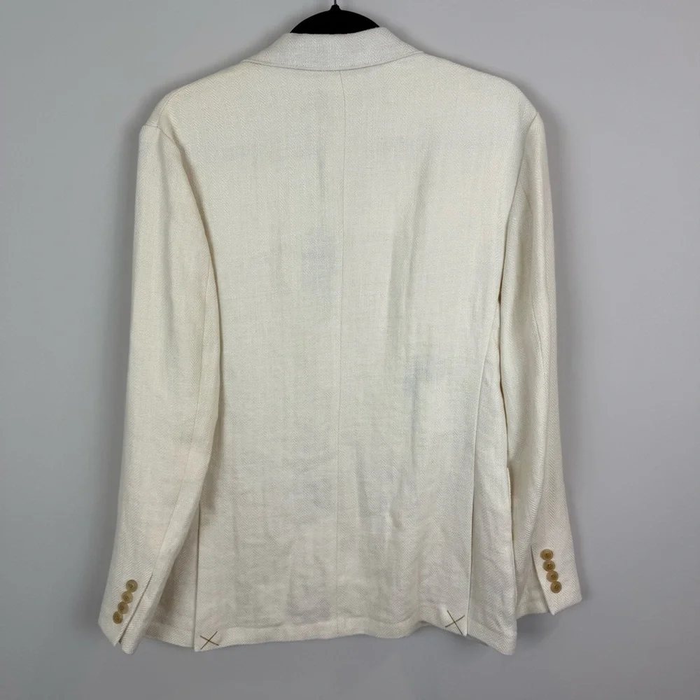 NWT J.Crew $498 Classic Fit Crosby Blazer Linen Twill Herringbone 36S Ivory BM29
